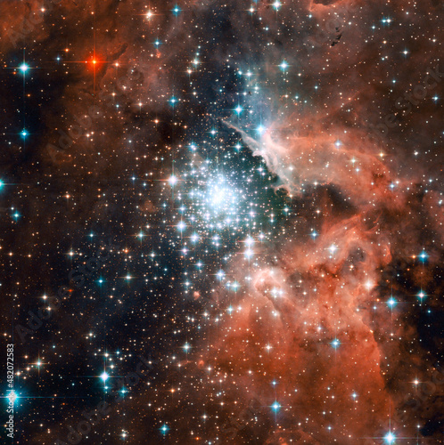 Fototapeta Naklejka Na Ścianę i Meble -  ESA/Hubble Extreme star cluster bursts. The star-forming region NGC 3603.