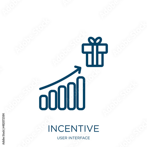 incentive icon from user interface collection. Thin linear incentive, award, trophy outline icon isolated on white background. Line vector incentive sign, symbol for web and mobile