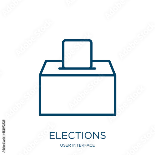 elections icon from user interface collection. Thin linear elections, voting, vote outline icon isolated on white background. Line vector elections sign, symbol for web and mobile