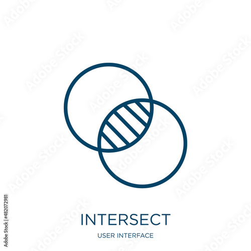 intersect icon from user interface collection. Thin linear intersect, junction, road outline icon isolated on white background. Line vector intersect sign, symbol for web and mobile