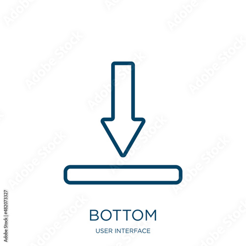 bottom icon from user interface collection. Thin linear bottom, top, warning outline icon isolated on white background. Line vector bottom sign, symbol for web and mobile
