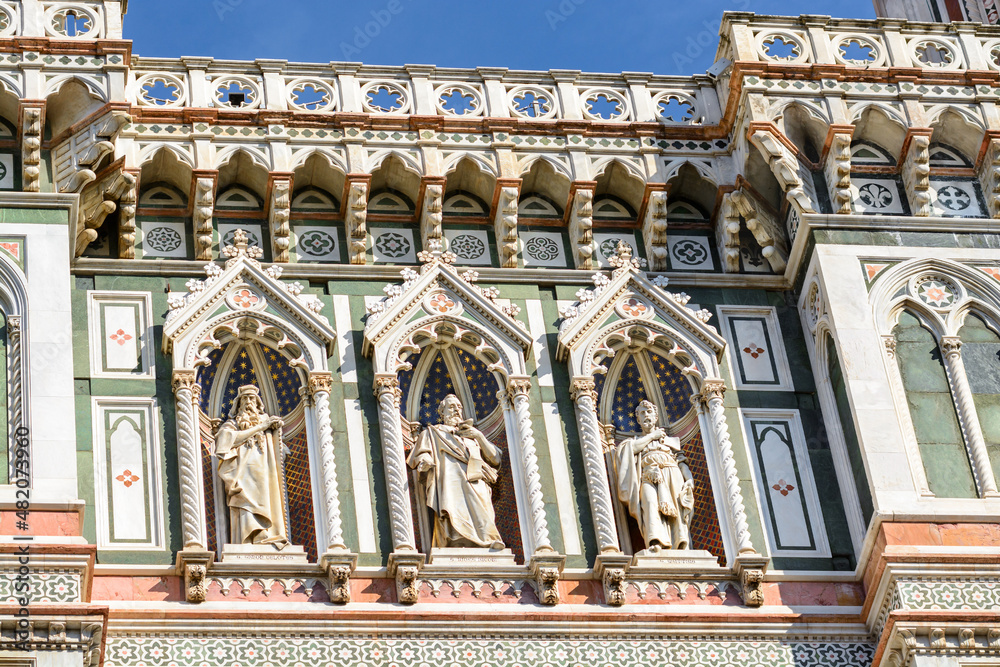 Cathedral of Santa Maria del Fiore. Facade. Cathedral of Saint Mary with a flower. Florence. Italy. Tuscany