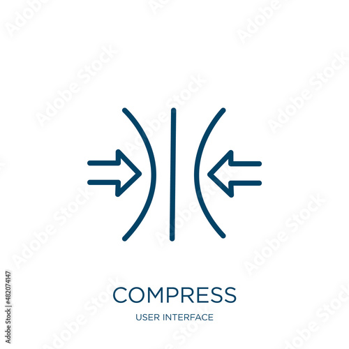 compress icon from user interface collection. Thin linear compress, equipment, compression outline icon isolated on white background. Line vector compress sign, symbol for web and mobile
