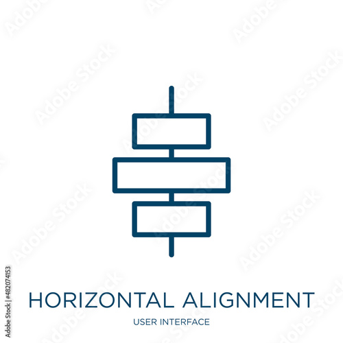 horizontal alignment icon from user interface collection. Thin linear horizontal alignment, arrow, horizontal outline icon isolated on white background. Line vector horizontal alignment sign, symbol
