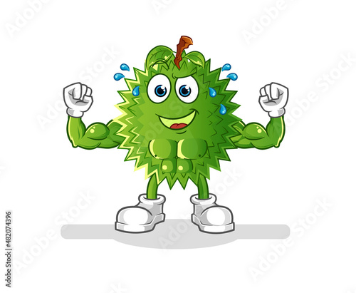 durian muscular cartoon. cartoon mascot vector