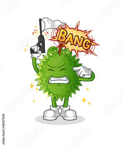 durian warning shot mascot. cartoon vector
