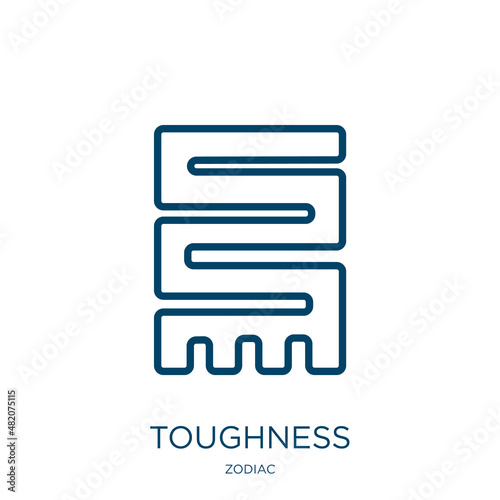 toughness icon from zodiac collection. Thin linear toughness, tough, strong outline icon isolated on white background. Line vector toughness sign, symbol for web and mobile