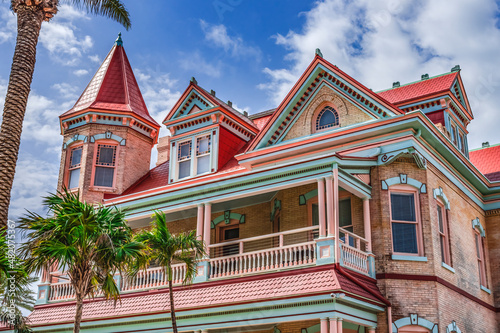 Colorful Orange Mansion Architecture Key West Florida photo