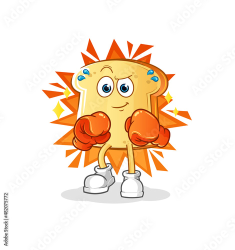 white bread boxer character. cartoon mascot vector