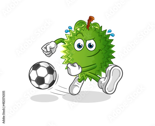 durian kicking the ball cartoon. cartoon mascot vector