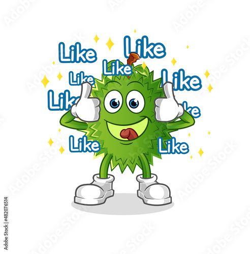 durian give lots of likes. cartoon vector