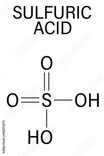 Sulfuric acid strong mineral acid molecule. Skeletal formula. Chemical structure