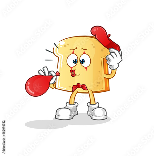 white bread pantomime blowing balloon. cartoon mascot vector