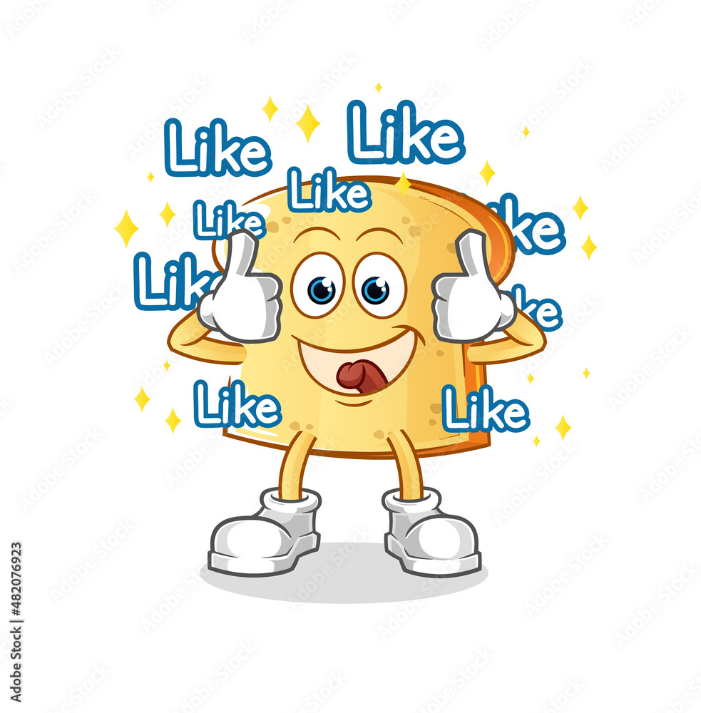 white bread give lots of likes. cartoon vector