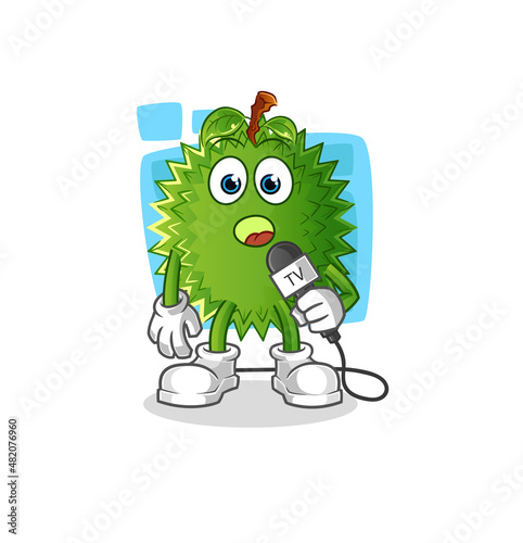durian tv reporter cartoon. cartoon mascot vector