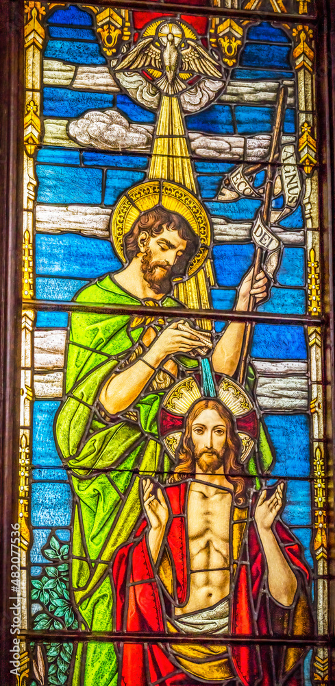 Jesus Baptism Stained Glass Church Saint Augustine Florida