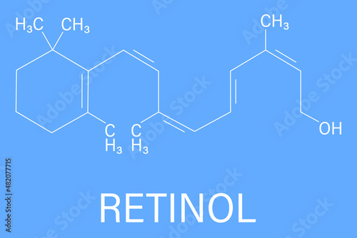 Vitamin A or retinol molecule. Skeletal formula.
