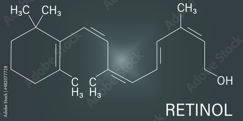 Vitamin A or retinol molecule. Skeletal formula. photo