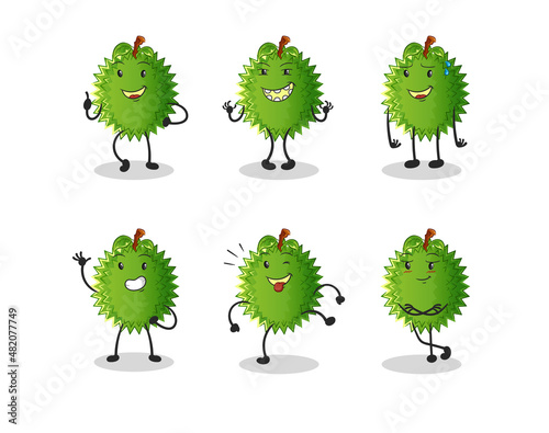 durian happy set character. cartoon mascot vector