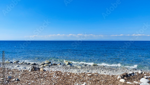 View over the rocky coast of Elba to the blue sea