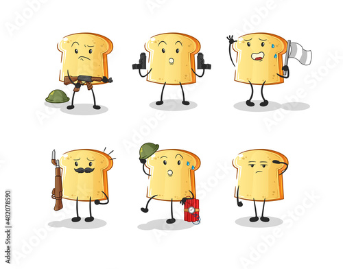 white bread troops character. cartoon mascot vector