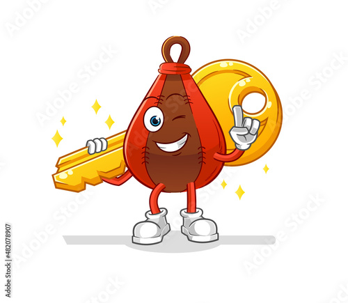 speed bag carry the key mascot. cartoon vector