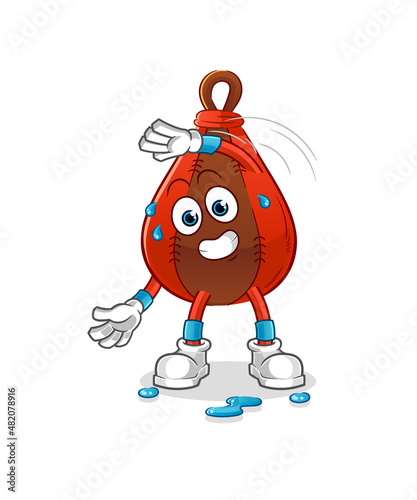 speed bag stretching character. cartoon mascot vector