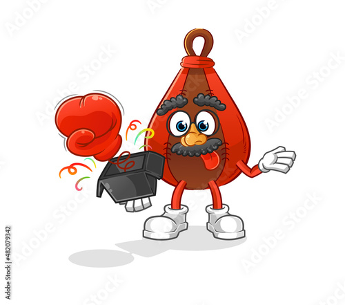 speed bag prank glove in the box. cartoon mascot