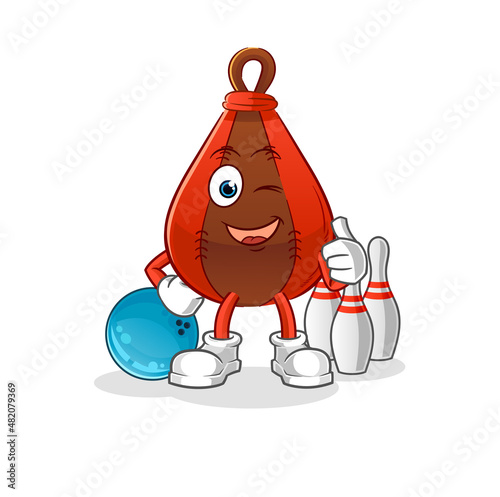speed bag play bowling illustration. character vector