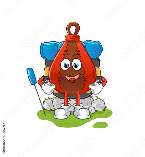 speed bag go camping mascot. cartoon vector
