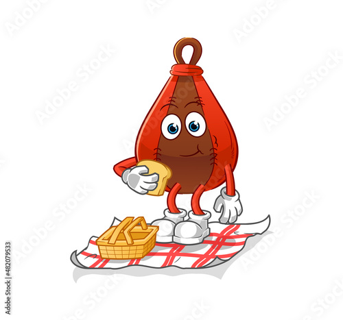 speed bag on a picnic cartoon. cartoon mascot vector