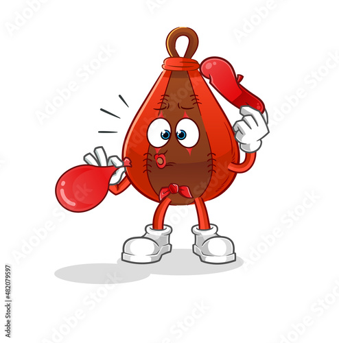 speed bag pantomime blowing balloon. cartoon mascot vector