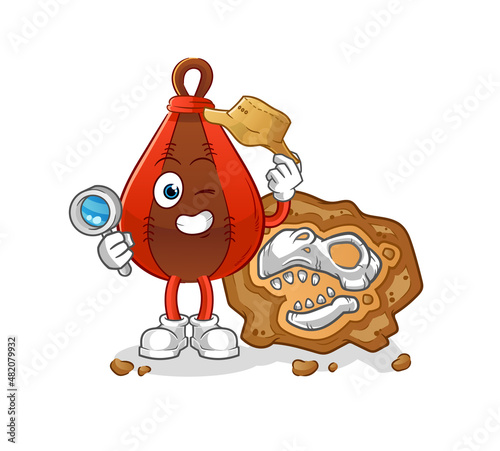 speed bag archaeologists with fossils mascot. cartoon vector