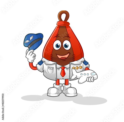 speed bag pilot mascot. cartoon vector