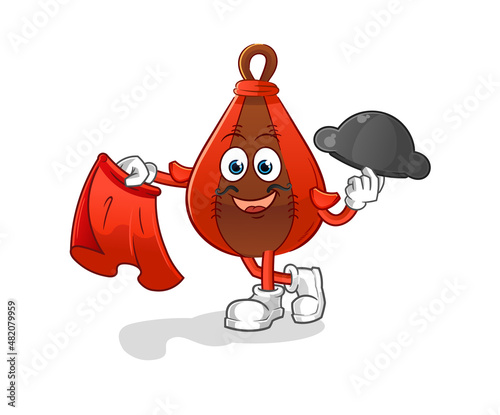 speed bag matador with red cloth illustration. character vector