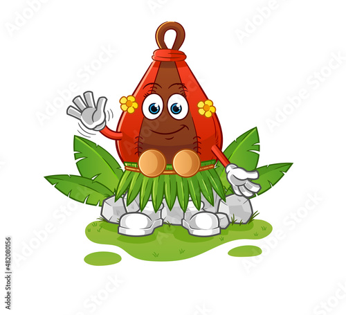 speed bag hawaiian waving character. cartoon mascot vector