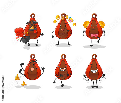 speed bag comedy set character. cartoon mascot vector
