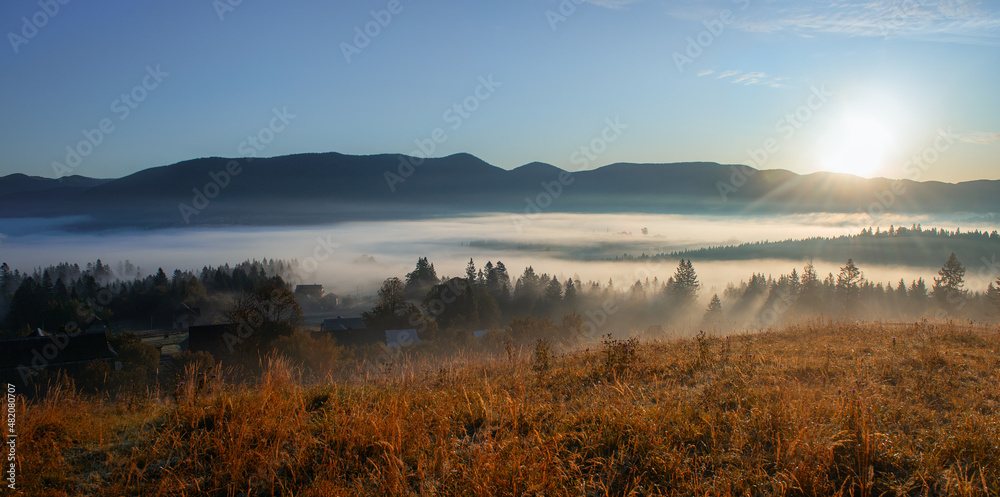 Foggy morning at Carpathian mountains. Foggy morning at Carpathian mountains.