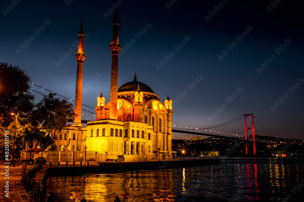 Istanbul Ortakoy mosque and Bosphorus bridge