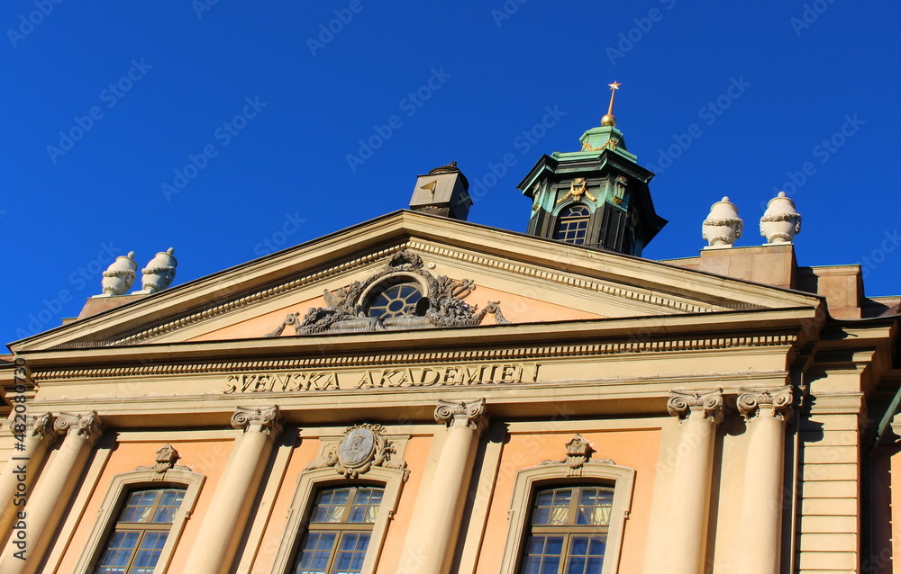 Stockholm. Sweden. January 16, 2019. Exchange building. A public building of the Classical era, located in the historical center of Stockholm, in the northern part of the Sturtoriet Square.