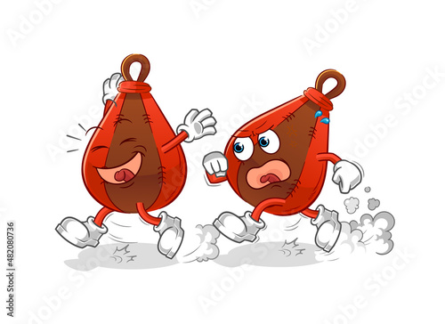 speed bag play chase cartoon. cartoon mascot vector