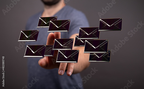 holding smartphone and chec...