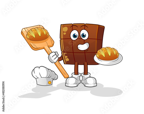 chocolate bar baker with bread. cartoon mascot vector