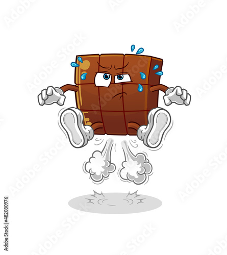 chocolate bar fart jumping illustration. character vector