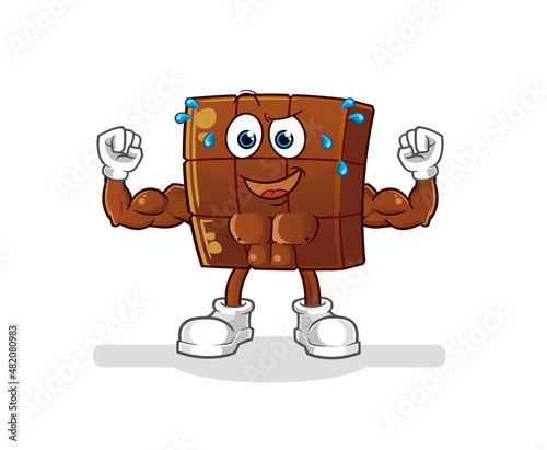 chocolate bar muscular cartoon. cartoon mascot vector