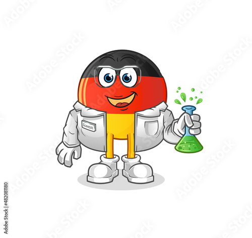 german flag scientist character. cartoon mascot vector