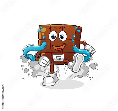 chocolate bar runner character. cartoon mascot vector