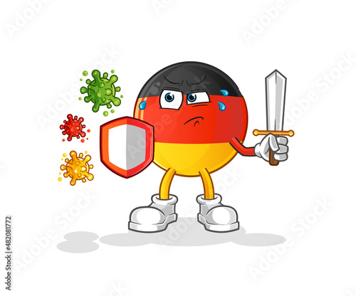 german flag against viruses cartoon. cartoon mascot vector