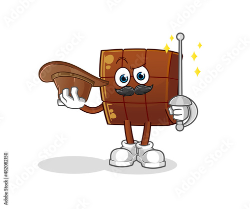 chocolate bar fencer character. cartoon mascot vector