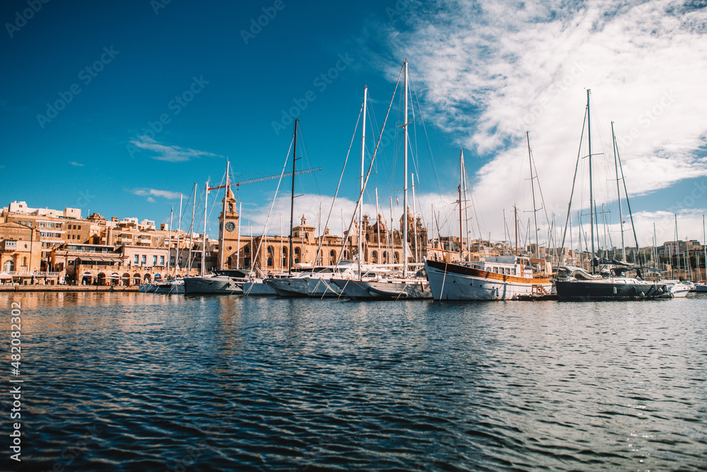The beautiful harbor in Malta.